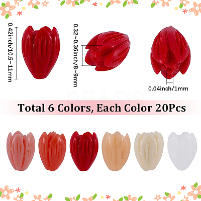 120Pcs 6 Colors Dyed Synthetic Coral Beads CORA-SC0001-28B-1