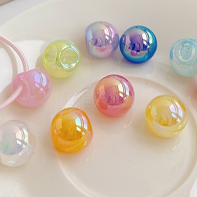 UV Plating Iridescent Acrylic Beads OACR-H038-14-1