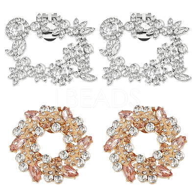 4Pcs 2 Style Alloy Rhinestone Shoe Buckle Clips AJEW-FG0003-32-1