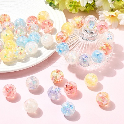 14Pcs 7 Colors Transparent Resin with Paillette Beads RESI-YW0006-12-1