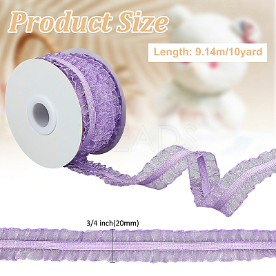Nylon Pleated Elastic Mesh Lace Ribbon OCOR-WH0086-96C-1