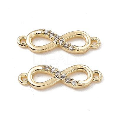 Brass Micro Pave Clear Cubic Zirconia Connector Charms KK-E068-VB388-1