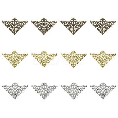 12Pcs 3 Colors Iron Filigree Joiner Links IFIN-YW0003-47-1