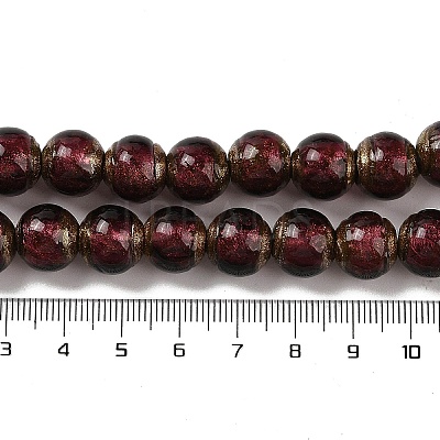 Handmade Gold Sand Lampwork Beads Strands LAMP-P062-01B-1