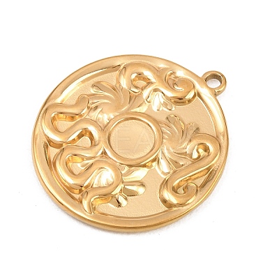 304 Stainless Steel Pendant Cabochon Settings STAS-L313-08G-1