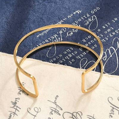 Ion Plating(IP) 304 Stainless Steel Hollow Open Cuff Bangles for Women BJEW-S155-04G-1
