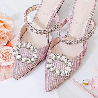 4Pcs 2 Colors Zinc Alloy Crystal Rhinestone Shoe Decoration FIND-GO0002-30-1