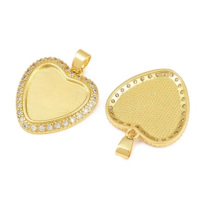 Brass Micro Pave Cubic Zirconia Pendant Cabochon Settings KK-CBA6A75-50A-G-1