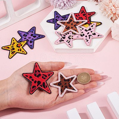 10Pcs 10 Styles Polyester Leopard Print Embroidery Cloth Iron on/Sew on Patches PATC-TA0001-58-1