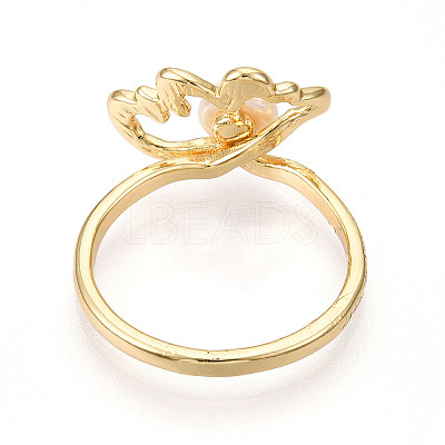 Flower Brass Finger Rings RJEW-N049-01G-1