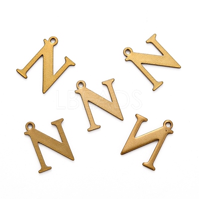 304 Stainless Steel Alphabet Charms STAS-H122-N-AB-1