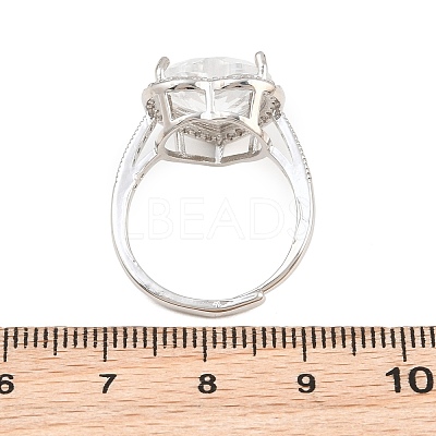 Heart Brass Micro Pave Cubic Zirconia Cuff Open Rings for Women CU-CBA0A21-02P-03-1