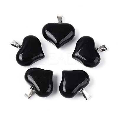 Natural Obsidian Pendants G-N361-01P-01-1