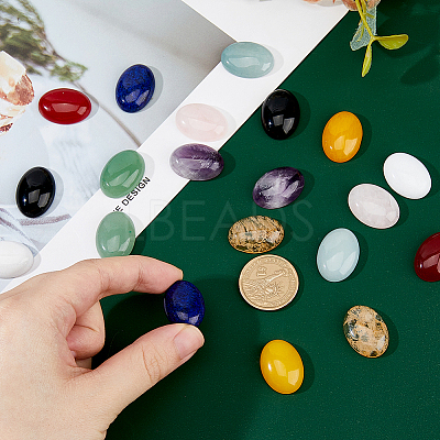 20Pcs 10 Styles Natural & Synthetic Mixed Gemstone Cabochons G-FH0002-56-1