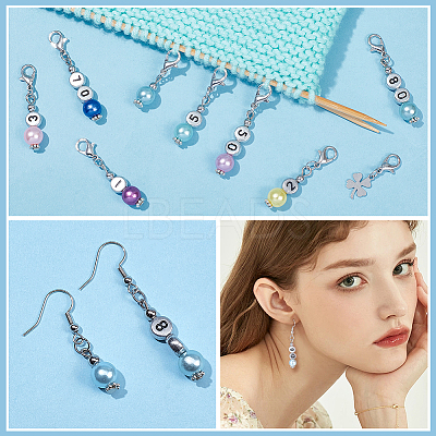 Acrylic Imitation Pearl Beaded Pendant Stitch Markers HJEW-AB00331-1