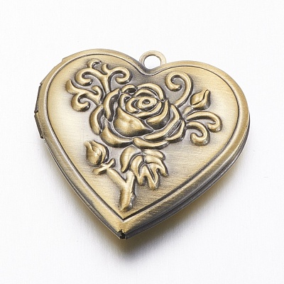 Brass Locket Pendants KK-N0116-009AB-1