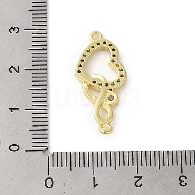 Rack Plating Brass Micro Pave Clear Cubic Zirconia Heart Infinity Connector Charms KK-C052-42A-G-1