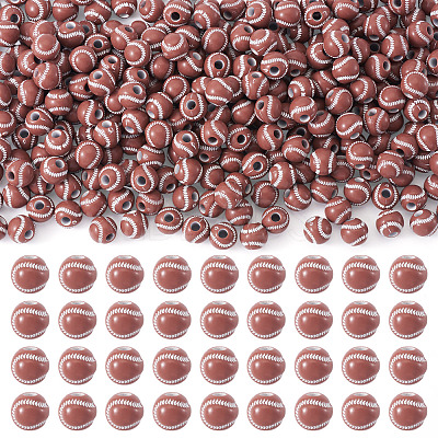 300Pcs Spray Printed Opaque Acrylic European Beads SACR-TA0001-56-1
