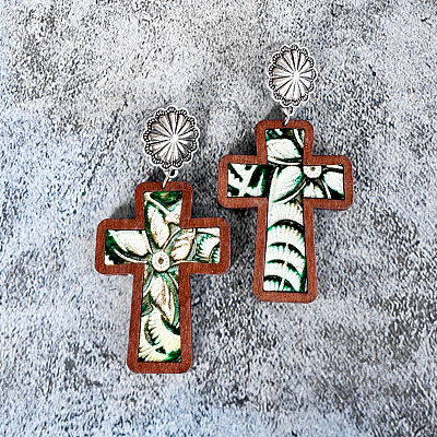 Easter Cross  Dangle Stud Earrings FS-WG862AE-09-1