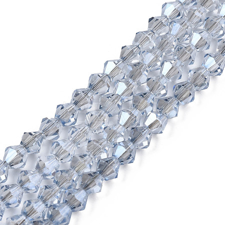 Electroplate Transparent Glass Beads Strands EGLA-Q026-016C-1