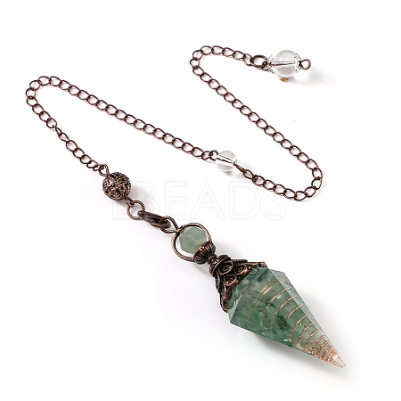 Natural Green Aventurine & Resin Hexagonal Pointed Dowsing Pendulums PW-WG7D05E-02-1