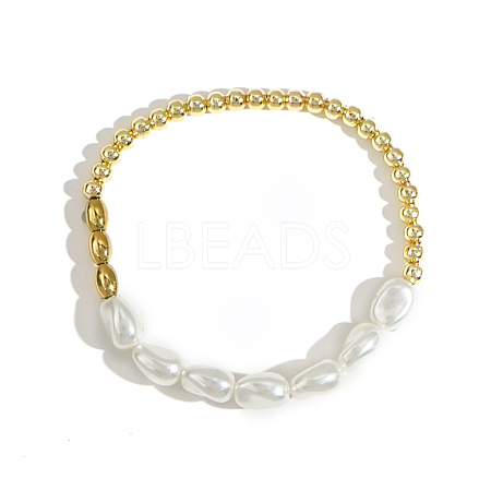 Handmade Brass Beads Stretch Bracelets AI7189-4-1