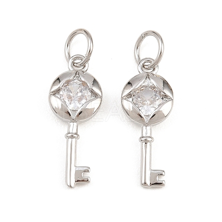 Brass Micro Pave Clear Cubic Zirconia Pendants KK-H292-12P-1