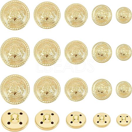 Olycraft 50Pcs 5 Style 4-Hole Brass Buttons BUTT-OC0001-18-1