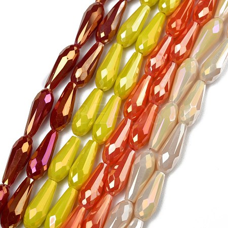 Electroplated Opaque Glass Beads Strands EGLA-L015-FR-B-01-M-1
