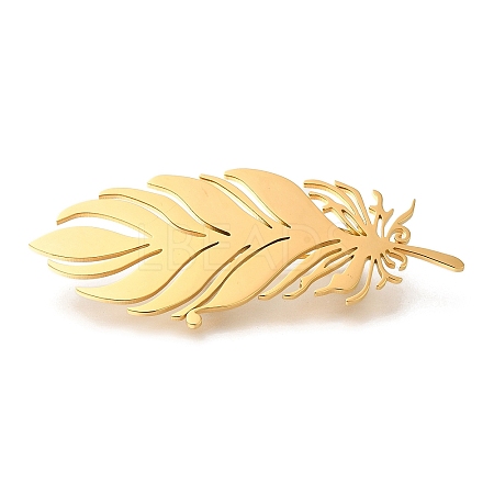 Feather 201 Stainless Steel Brooch for Women STAS-B076-08P-02-1