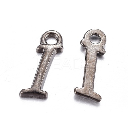 Gunmetal Plated Alloy Letter Pendants PALLOY-P097-03-I-1