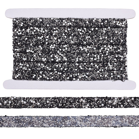 1 Roll Resin Rhinestone with Plastic Imitation Pearl Beaded Trim DIY-BC0015-57C-1