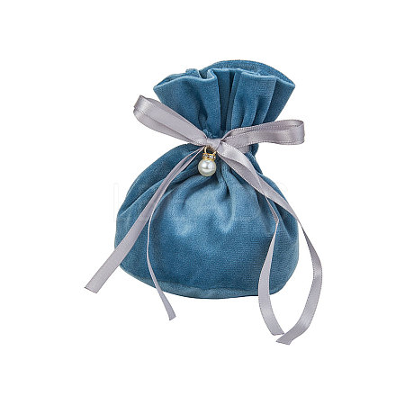 Velvet Jewelry Bags with Drawstring & Plastic Imitation Pearl TP-CJC0001-03D-1