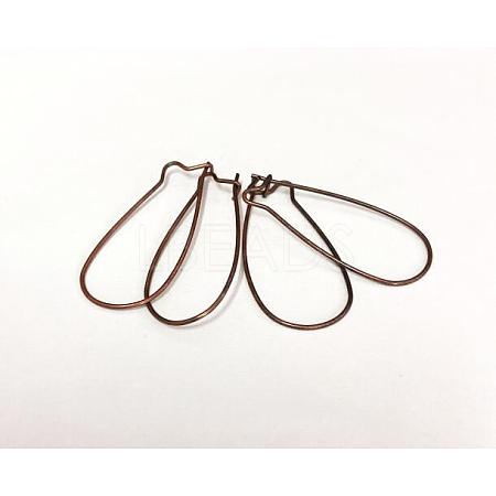 Red Copper Brass Hoop Earrings Findings Kidney Ear Wires Making Findings X-EC221-R-1
