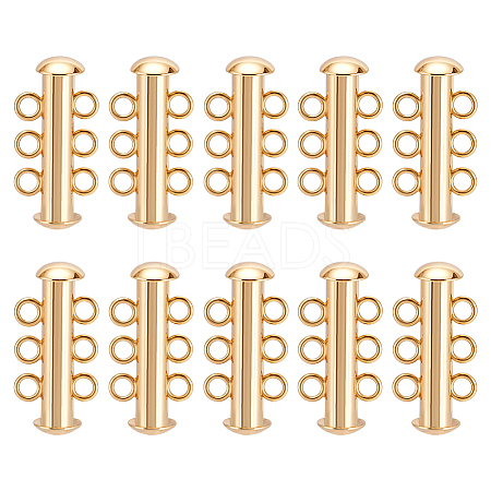 10Pcs Tube Brass Slide Lock Clasps KK-GA0002-44-1