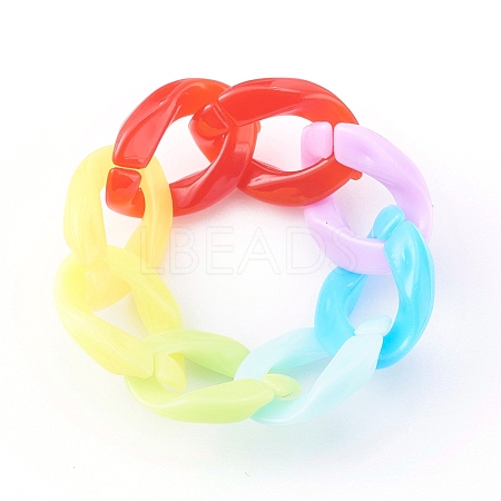 Opaque Acrylic Curb Chain Finger Rings RJEW-JR00325-1
