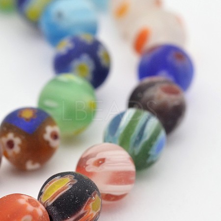 Round Millefiori Glass Beads Strands LK-P025-04-1