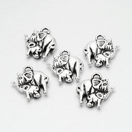 Tibetan Style Alloy Elephant Charms TIBEP-M037-03AS-1