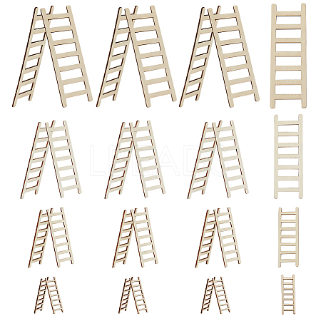 40Pcs 4 Style Unfinished Wooden Mini Ladders WOOD-OC0003-63-1