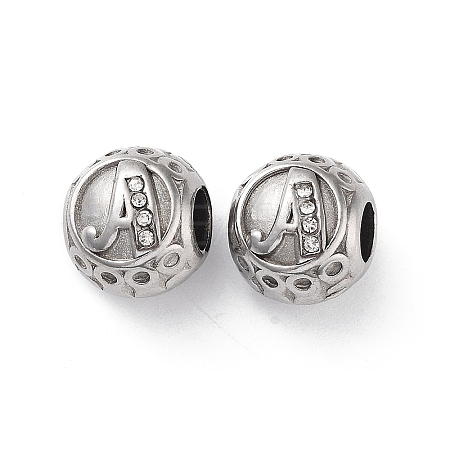 304 Stainless Steel Rhinestone European Beads STAS-A092-10A-P-1