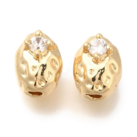 Brass Micro Pave Cubic Zirconia Beads KK-Q001-01G-1