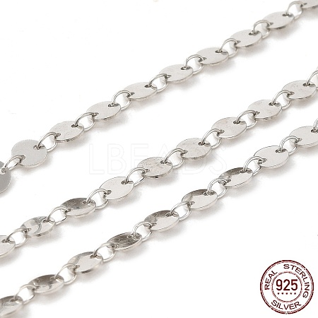 Anti-Tarnish Rhodium Plated 925 Sterling Silver Flat Round Link Chains STER-NH0001-27B-P-1