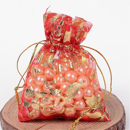 Rose Printed Organza Bags OP-R021-7x9-06-1