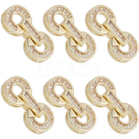 6 Sets Brass Pave Clear Cubic Zirconia Fold Over Clasps KK-BBC0021-36-1