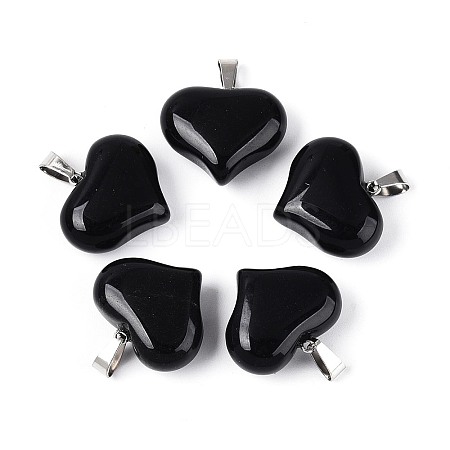 Natural Obsidian Pendants G-N361-01P-01-1
