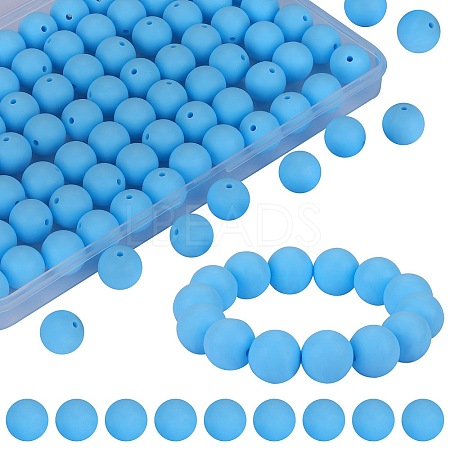 80Pcs Round Silicone Focal Beads SIL-SZ0001-24-10-1