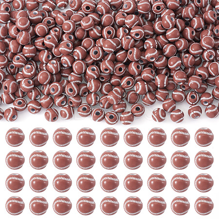 300Pcs Spray Printed Opaque Acrylic European Beads SACR-TA0001-56-1