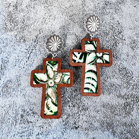 Easter Cross  Dangle Stud Earrings FS-WG862AE-09-1