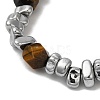 Natural Tiger Eye & Stainless Steel Nugget Beaded Bracelets WG37350-01-3