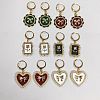 Alloy Enamel Heart/Rectangle/Flower Pendant Locking Stitch Markers HJEW-AB00024-1